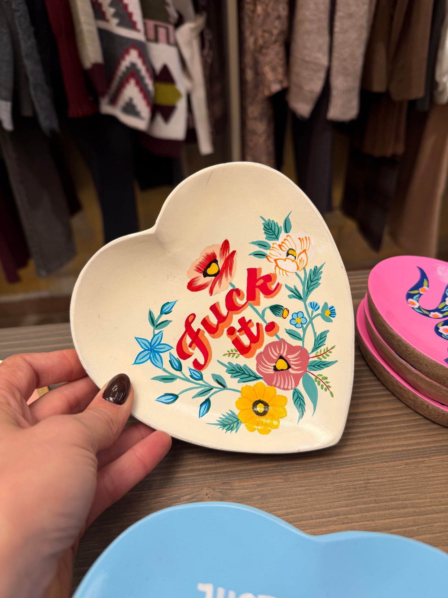 Piattini decorativi in legno dipinti a mano