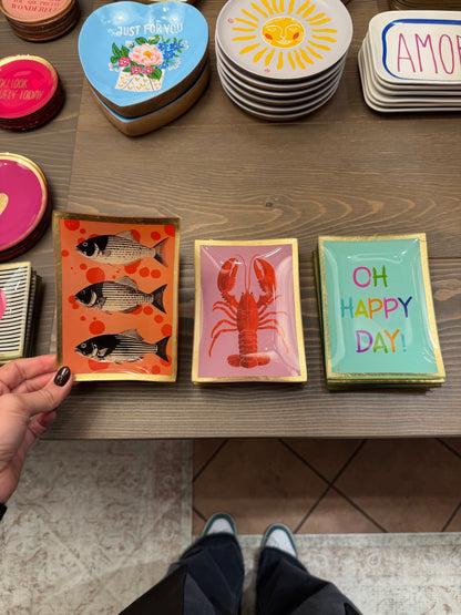 Piattini decorativi in vetro con bordo dorato