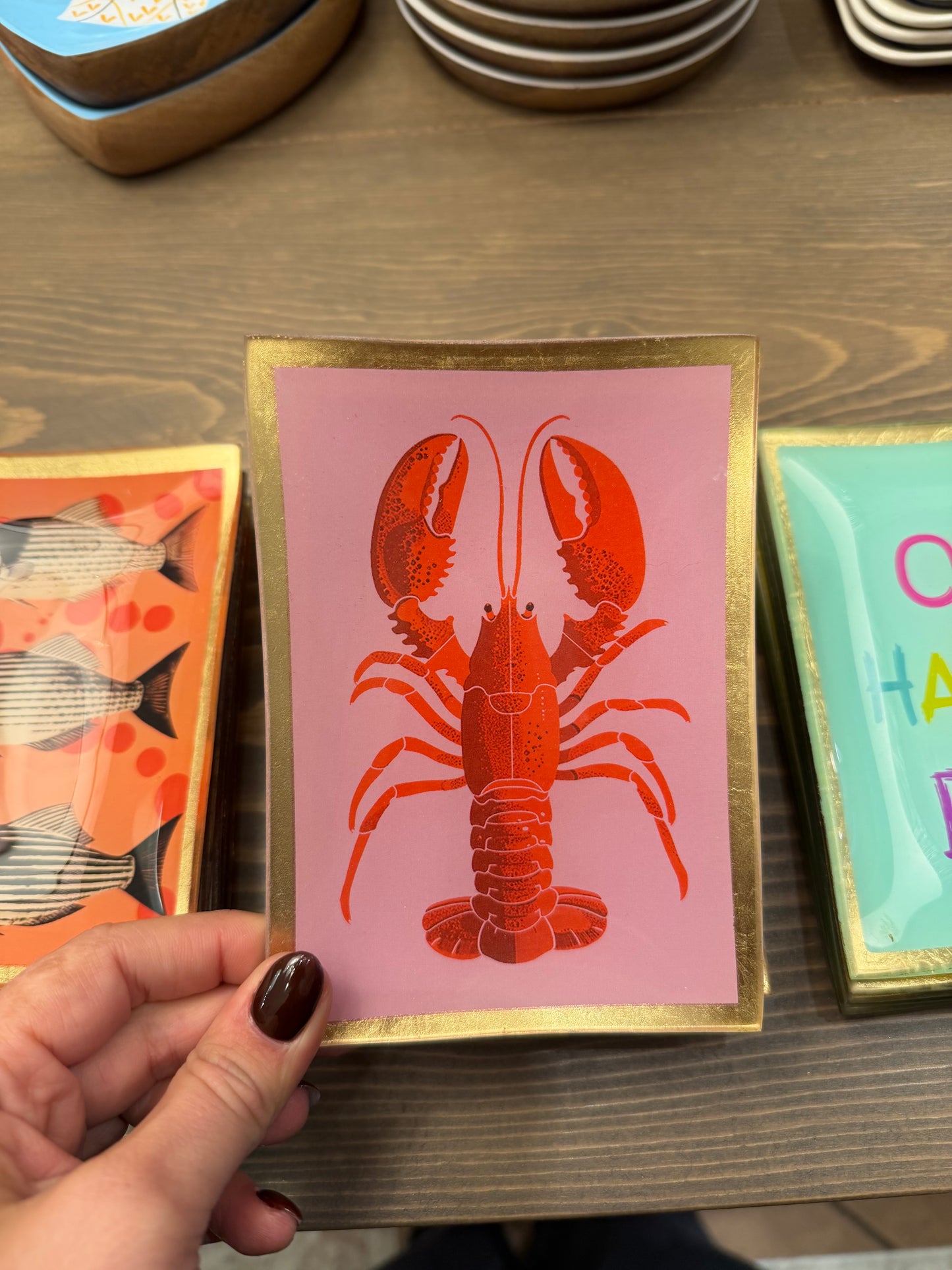 Piattini decorativi in vetro con bordo dorato