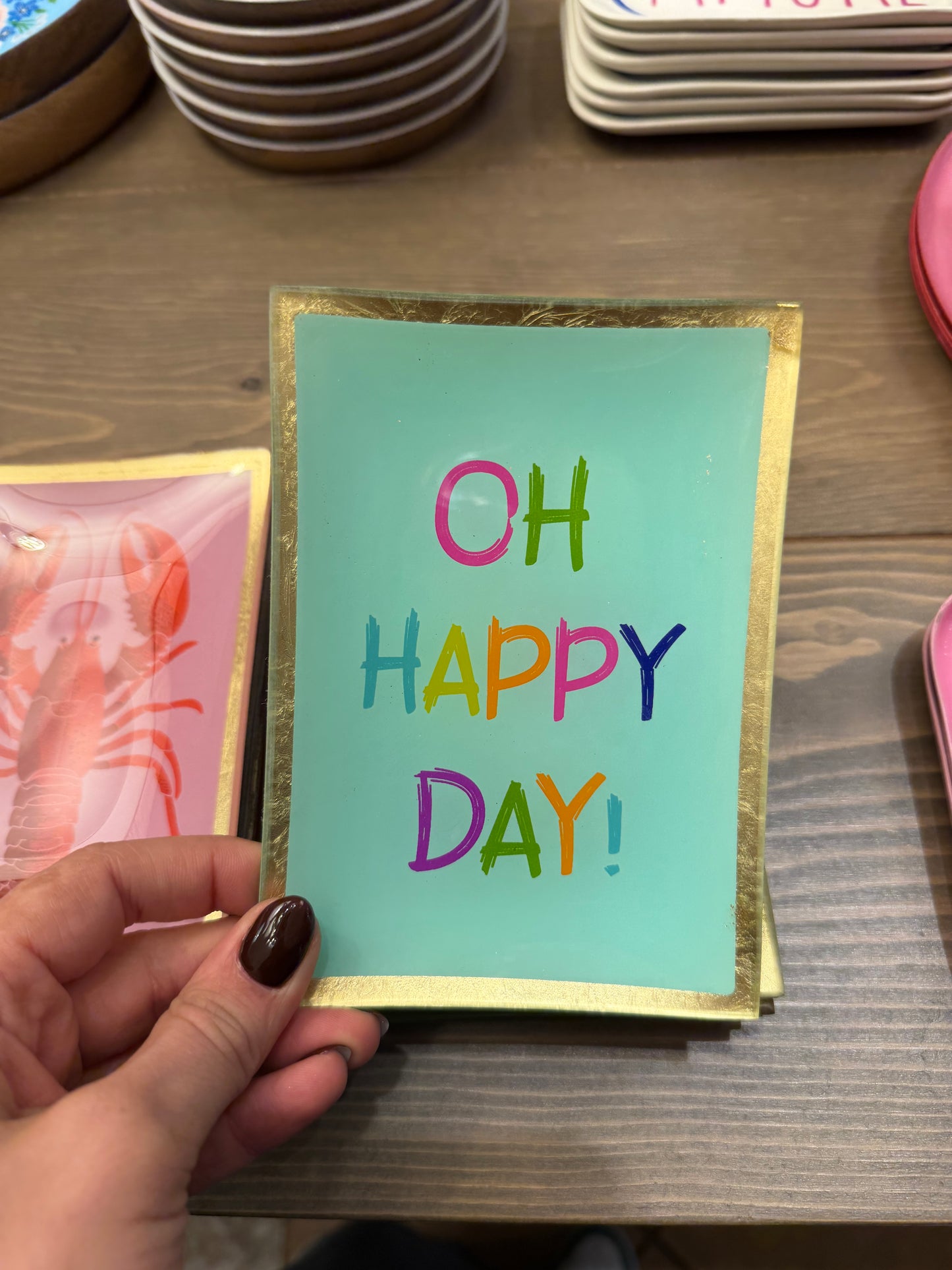 Piattini decorativi in vetro con bordo dorato