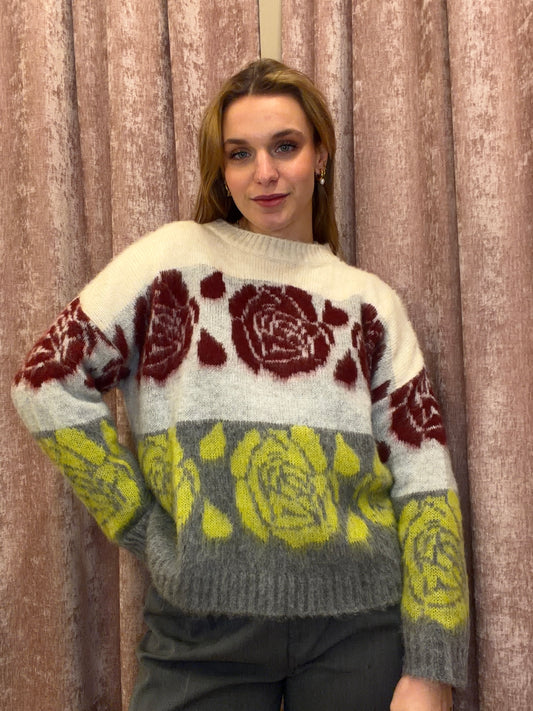 Maglione Winter Bloom – Roses & Mohair Effect