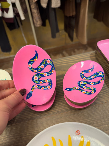 Piattini decorativi in legno dipinti a mano