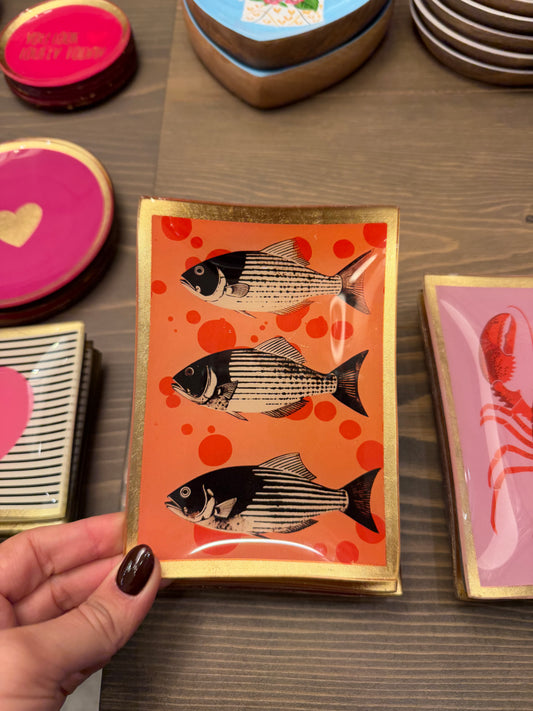 Piattini decorativi in vetro con bordo dorato