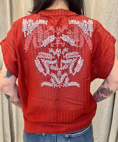 MEISIE Camicia rosso india con ricamo