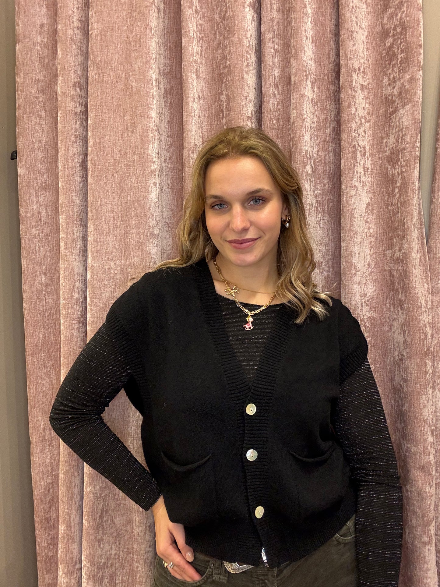 Gilet con bottoni in madreperla