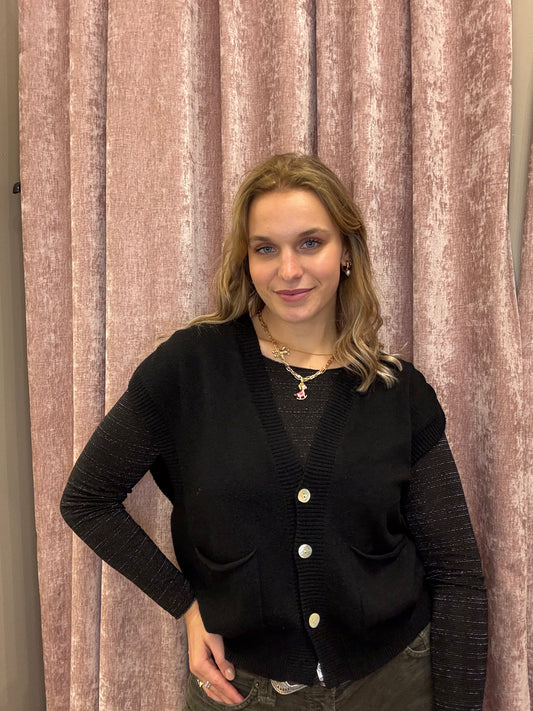 Gilet con bottoni in madreperla