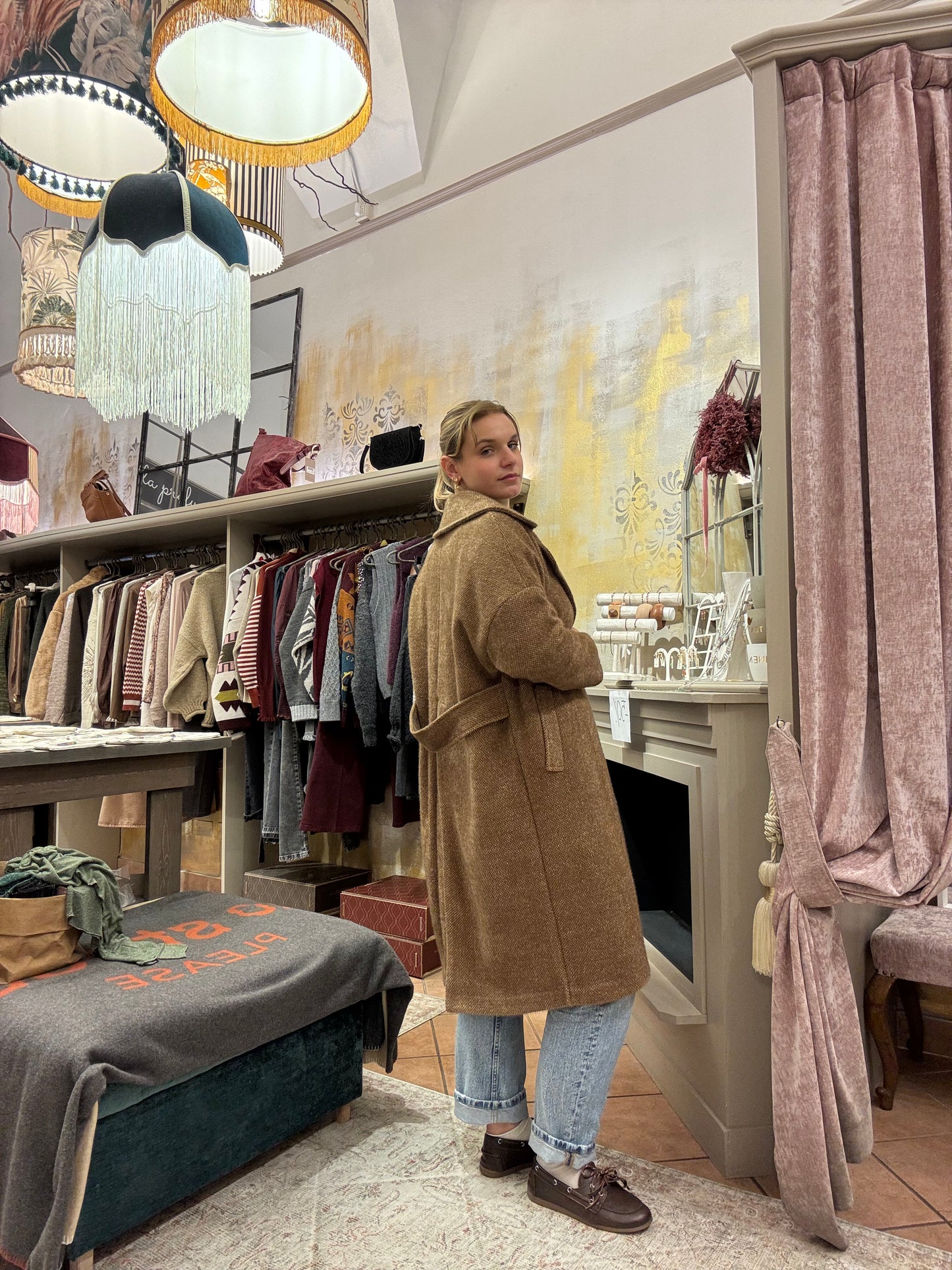 Cappotto doppiopetto cammello