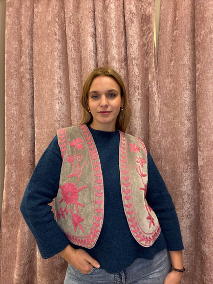Gilet in velluto ricamato