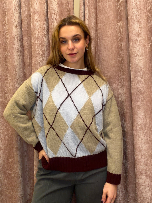 Maglione Preppy Vibes – Argyle Mix